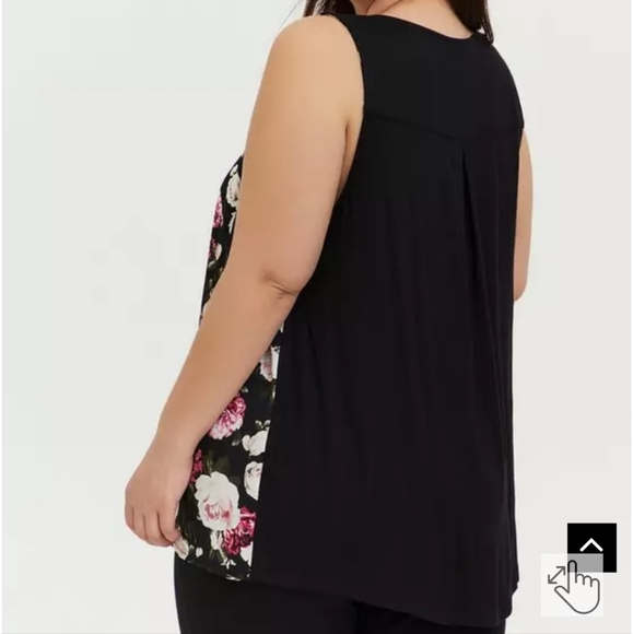 Torrid Floral Georgette Tank Top Black Pink Roses Sleeveless Plus Size 0X - Picture 3 of 11